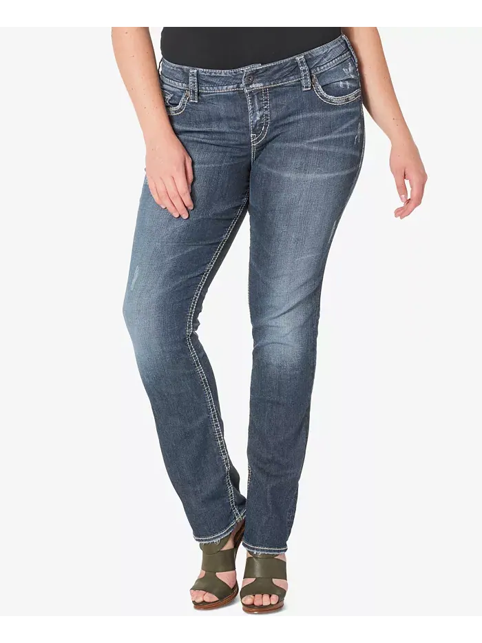 Прямые джинсы Suki большого размера Silver Jeans Co. — изображение 1 из 2, синий