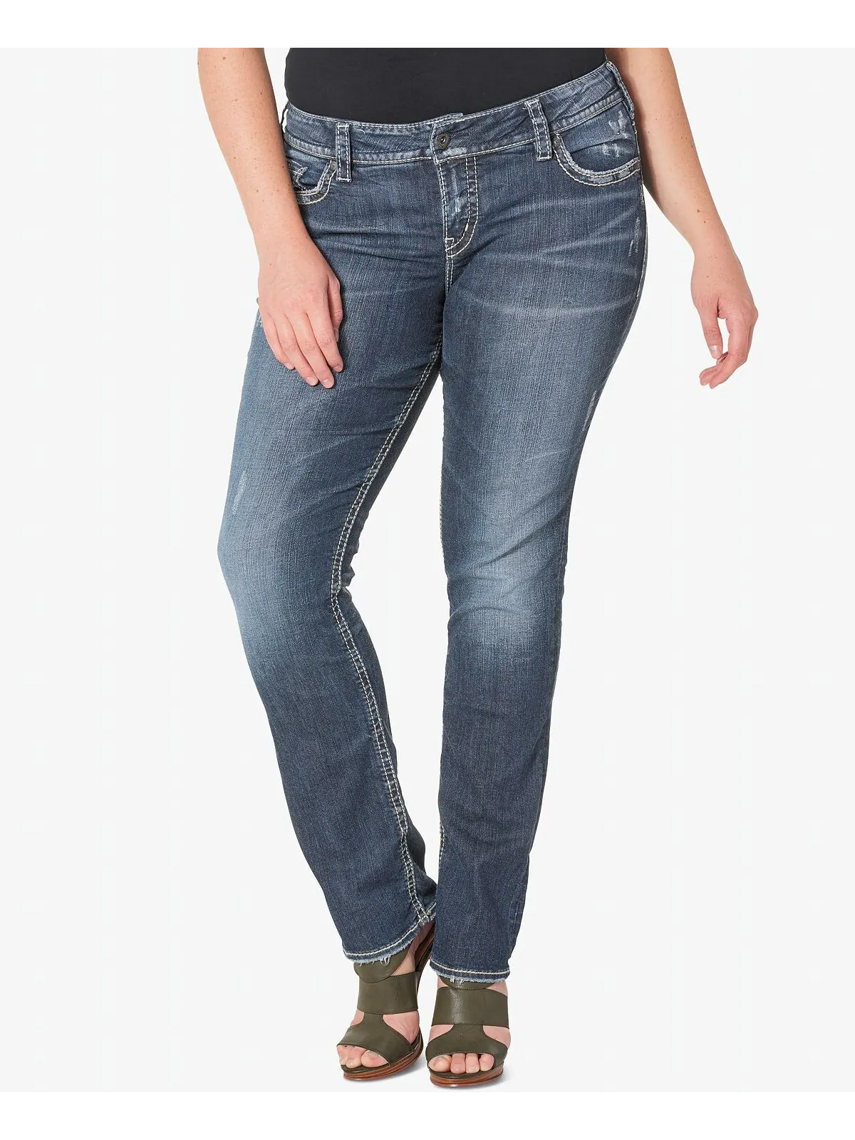 Джинсы suki прямого кроя больших размеров Silver Jeans Co. — изображение 1 из 2, синий