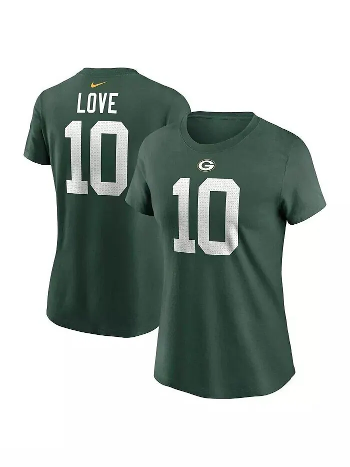 Женская футболка Jordan Love Green Green Bay Packers с именем и номером игрока Nike — изображение 1 из 3, зеленый