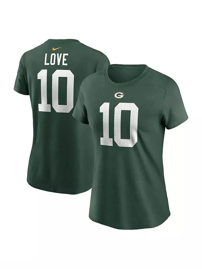 Женская футболка Jordan Love Green Green Bay Packers с именем и номером игрока Nike — изображение 1 из 3