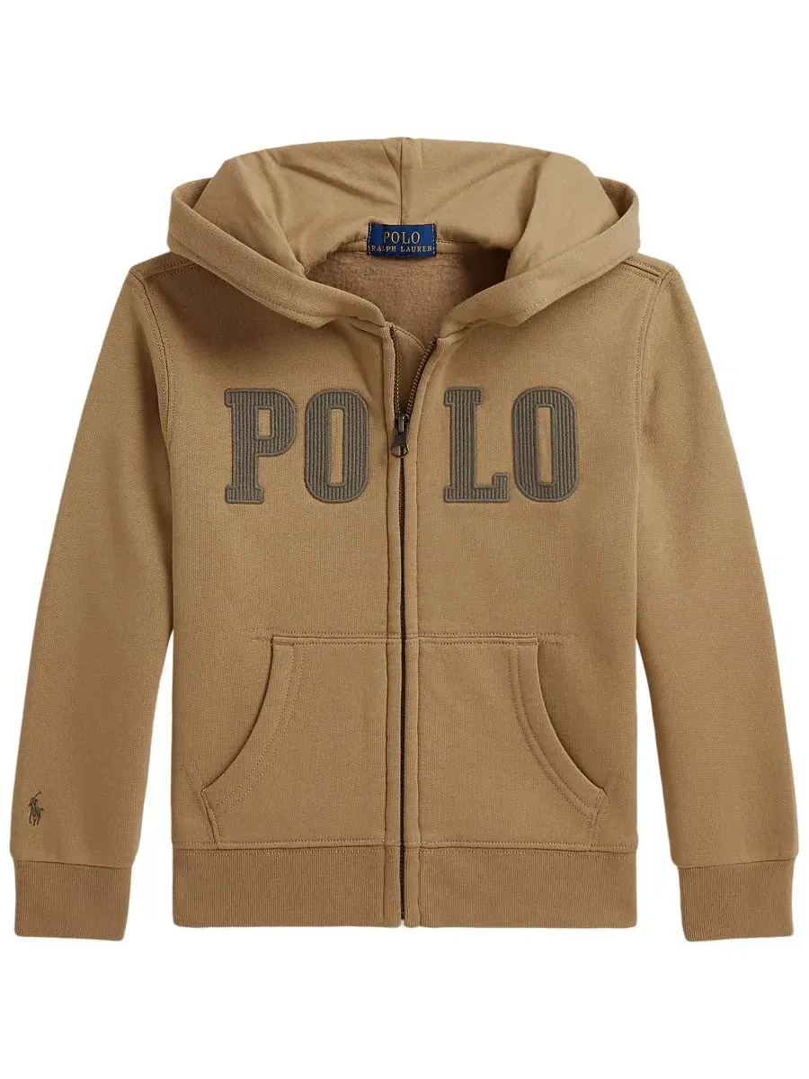 Худи на молнии с флисом и вышивкой Polo Ralph Lauren — изображение 4 из 6, верблюжий