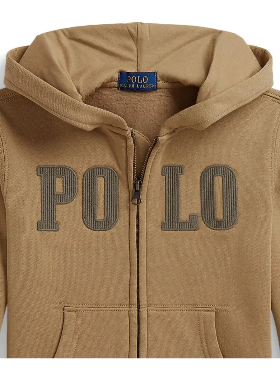 Худи на молнии с флисом и вышивкой Polo Ralph Lauren — изображение 5 из 6, верблюжий