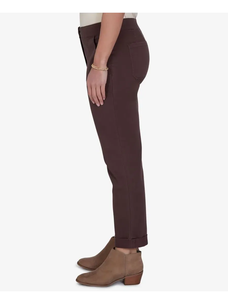 Брюки прямого кроя укороченные с манжетами Petite Enzyme Wash Straight-Leg Cropped Pants Ruby Rd. — изображение 3 из 5