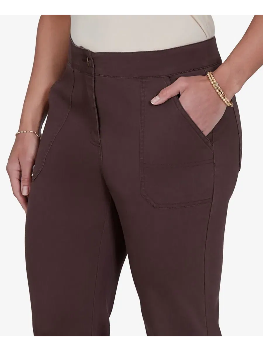 Брюки прямого кроя укороченные с манжетами Petite Enzyme Wash Straight-Leg Cropped Pants Ruby Rd. — изображение 4 из 5