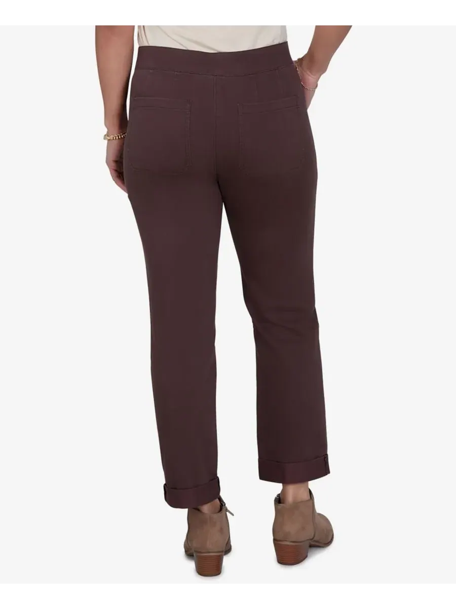 Брюки прямого кроя укороченные с манжетами Petite Enzyme Wash Straight-Leg Cropped Pants Ruby Rd. — изображение 5 из 5