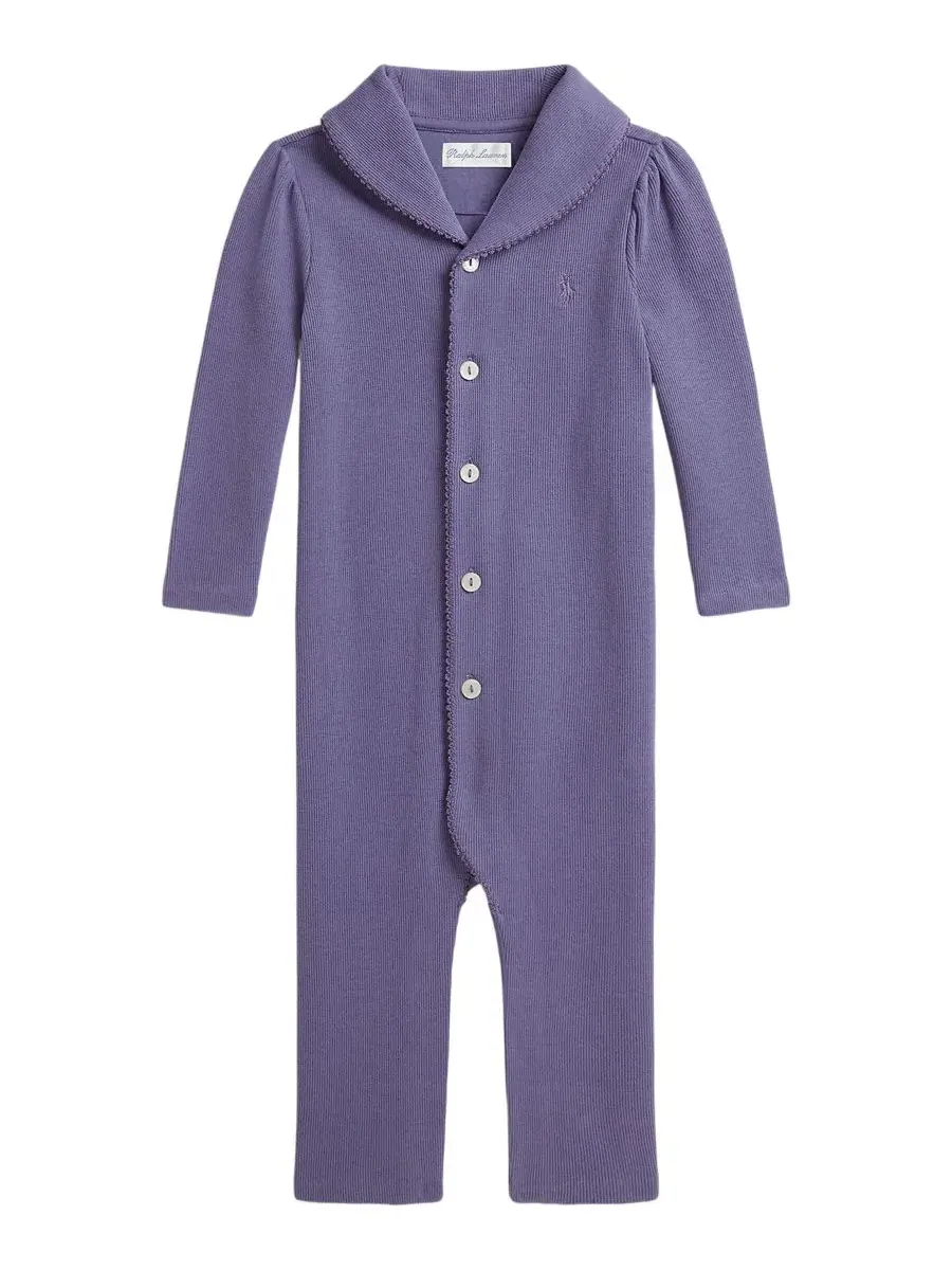 Боди-комбинезон с отложным воротником и длинным рукавом, Estate Rib Shawl Collar Coverall Polo — изображение 1 из 3