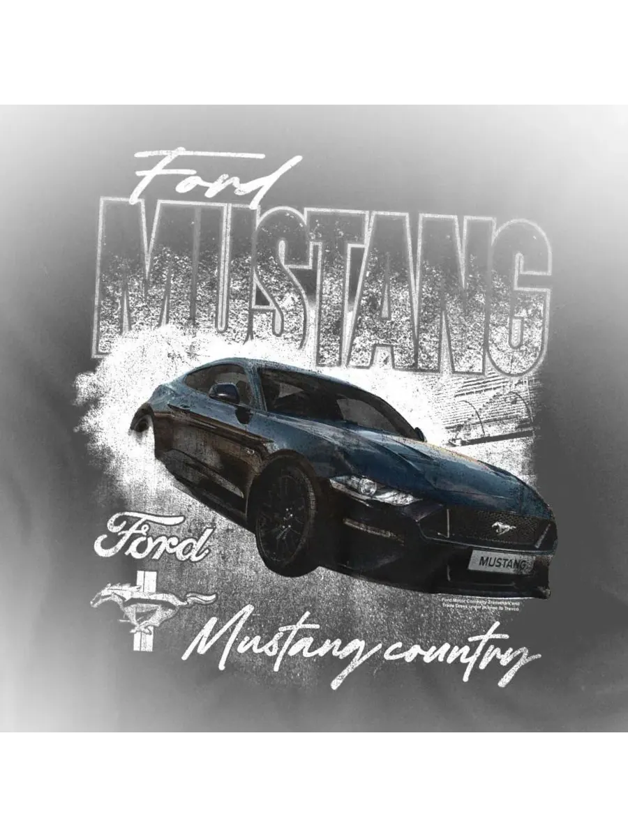 Футболка с принтом Country Burst Mustang — изображение 3 из 3, черный