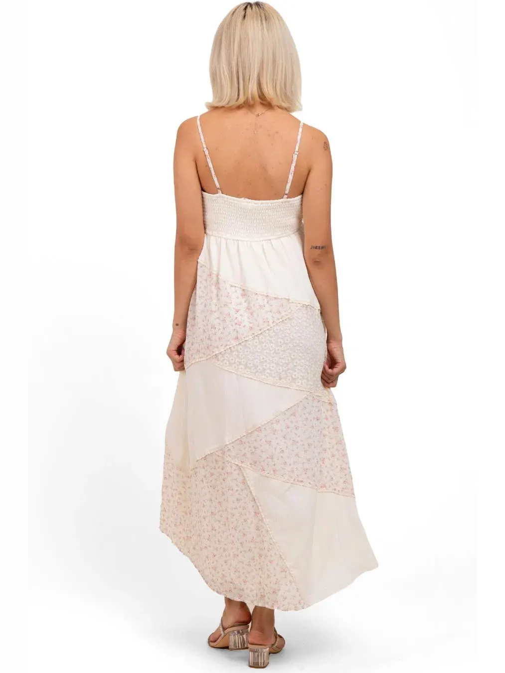 Платье для беременных с цветочным принтом, модель Floral Sweetheart Neck Midi Dress Pinkblush — изображение 3 из 3, бежевый
