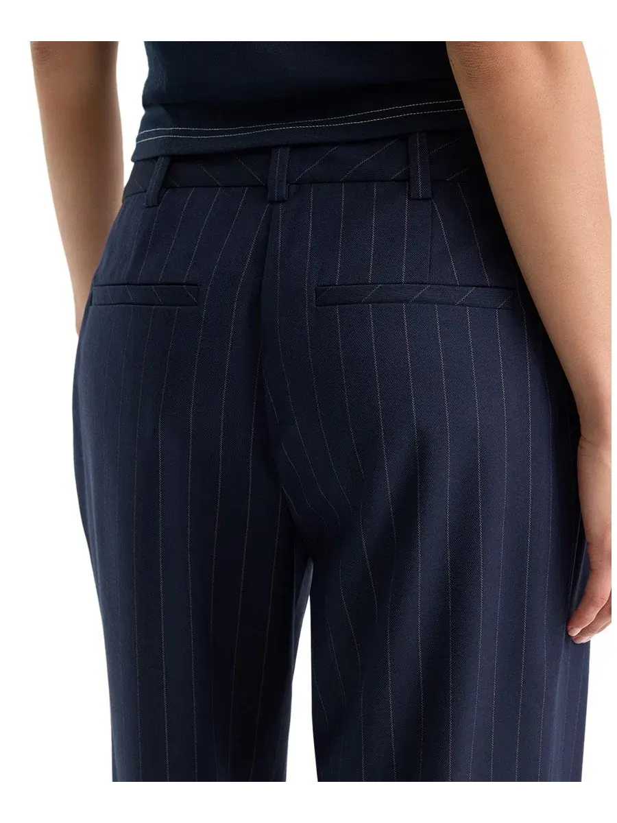 Брюки прямого кроя с низкой посадкой Navy Pinstripe Good American — изображение 4 из 6, темно-синий