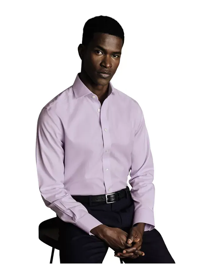Мужская классическая рубашка Slim-Fit Charles Tyrwhitt — изображение 3 из 6, фиолетовый