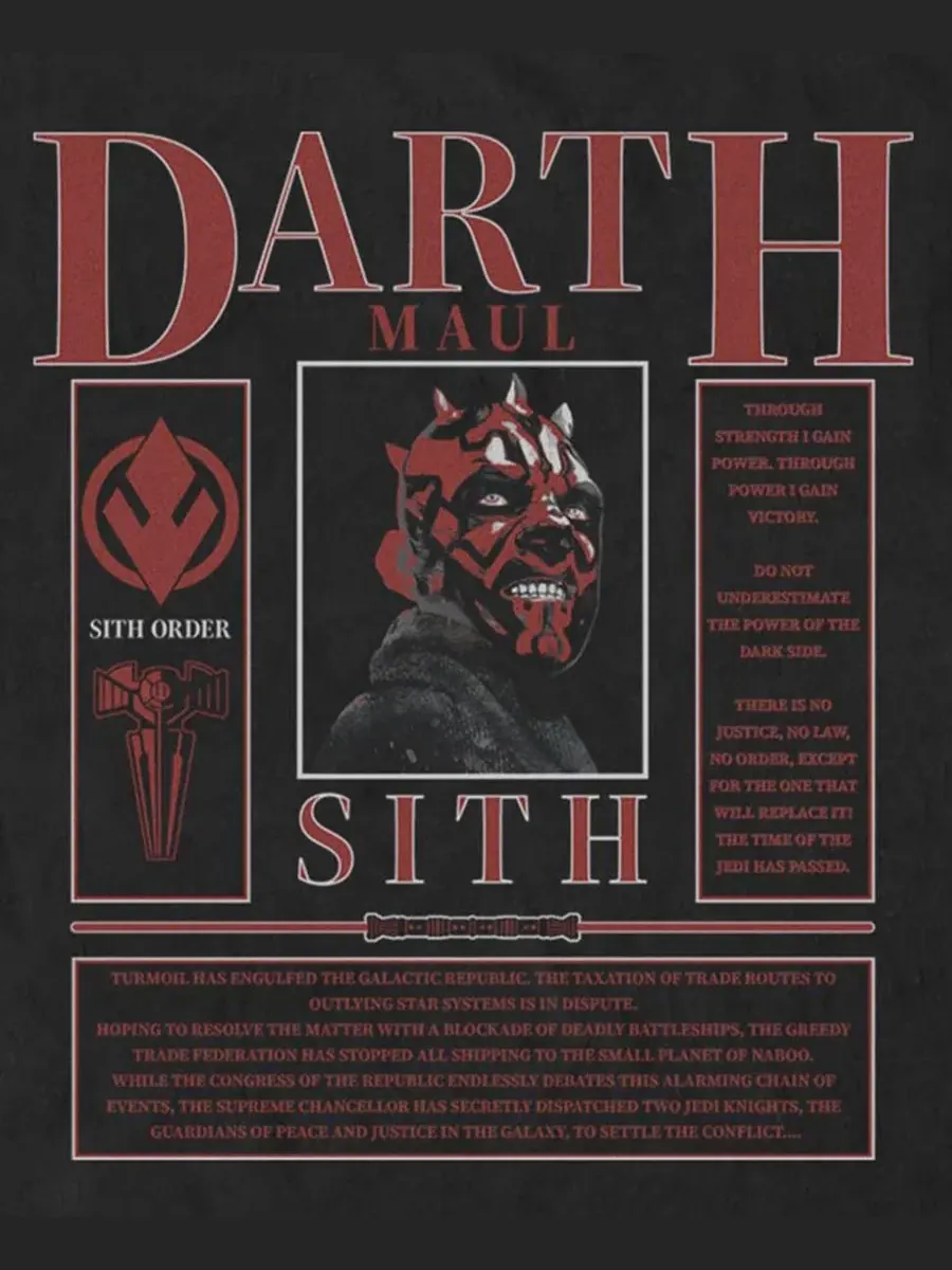 Футболка с принтом Star Wars Maul Card Fifth Sun — изображение 3 из 3, черный