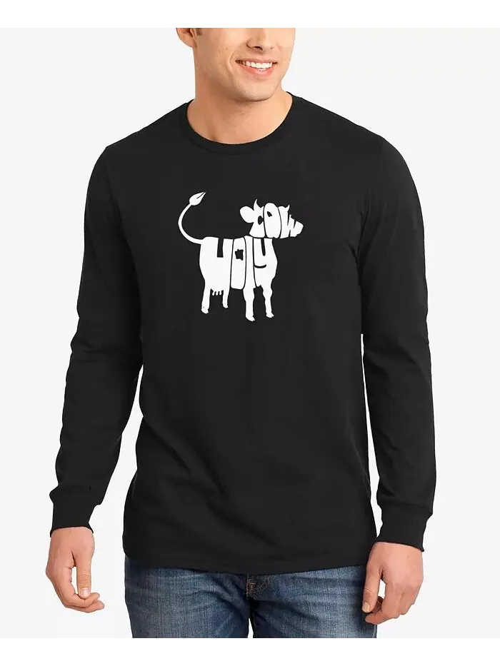 Мужская футболка с длинными рукавами Holy Cow Word Art LA Pop Art — изображение 1 из 3, черный