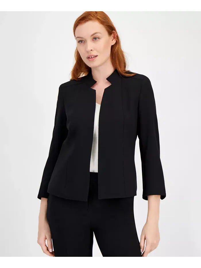 Блейзер с открытой полочкой и воротником-звездой Anne Klein — изображение 1 из 4, черный