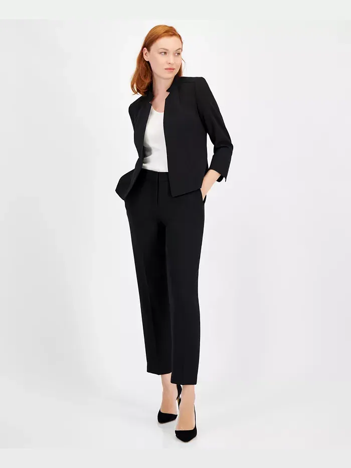Блейзер с открытой полочкой и воротником-звездой Anne Klein — изображение 2 из 4, черный
