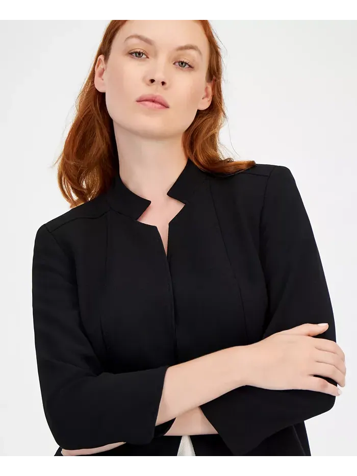 Блейзер с открытой полочкой и воротником-звездой Anne Klein — изображение 3 из 4, черный