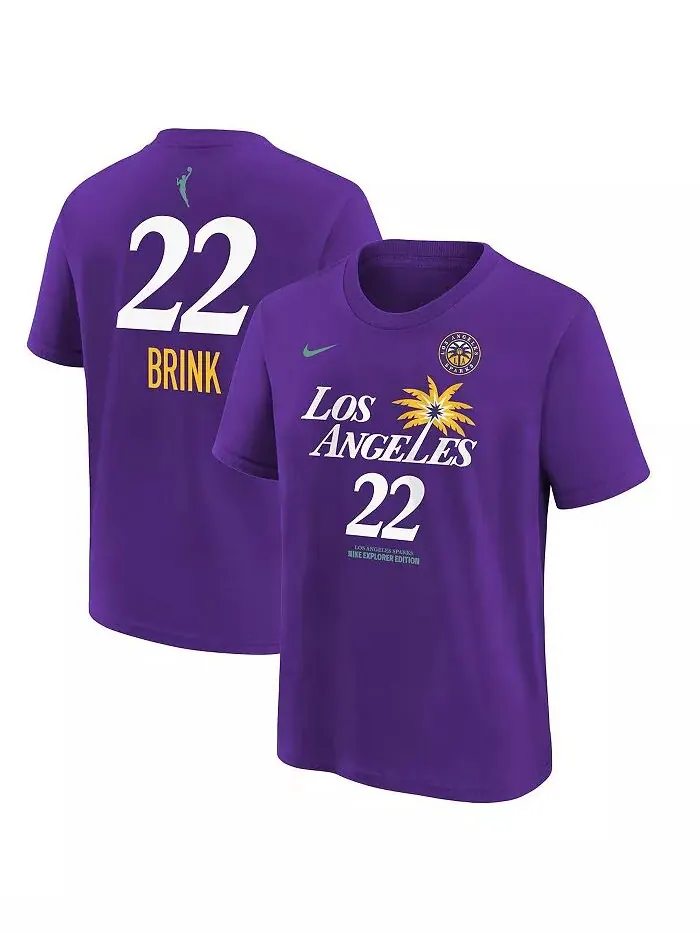 Футболка Nike Big Boys and Girls Cameron Brink Purple Los Angeles Sparks 2024 WNBA Draft Name — изображение 1 из 3