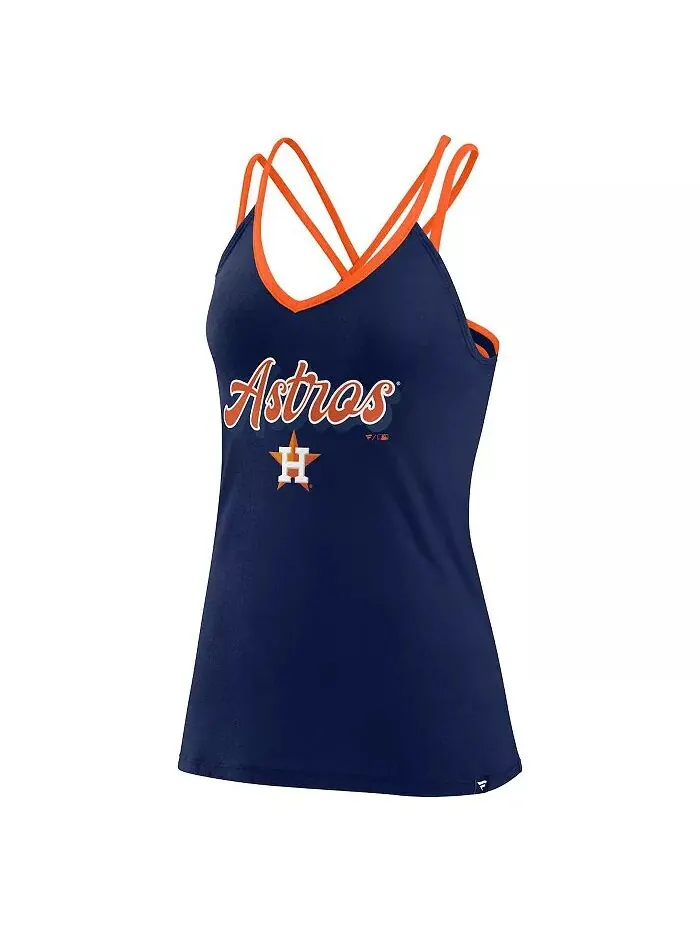 Женская темно-синяя майка Houston Astros Go For It с V-образным вырезом и бретельками Fanatics — изображение 2 из 3