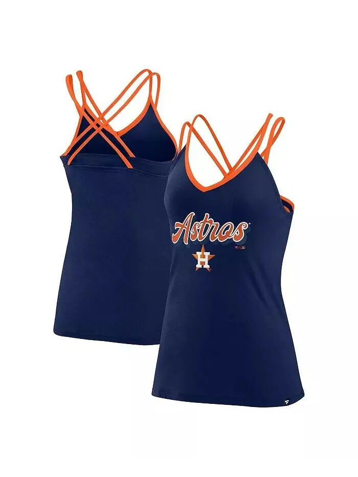 Женская темно-синяя майка Houston Astros Go For It с v-образным вырезом и бретелями Fanatics — изображение 1 из 3