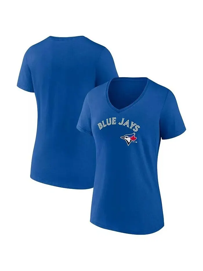 Женская футболка Royal Toronto Blue Jays Team Lockup с v-образным вырезом Fanatics — изображение 1 из 3, королевский