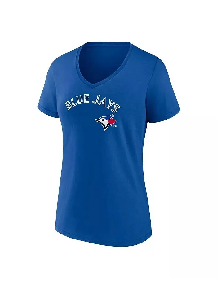 Женская футболка Royal Toronto Blue Jays Team Lockup с v-образным вырезом Fanatics — изображение 2 из 3, королевский