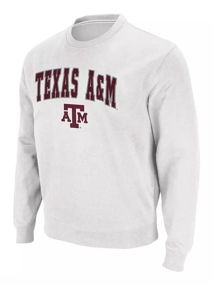 Мужская толстовка Texas AM Aggies Arch Logo с круглым вырезом Colosseum — изображение 2 из 6, белый