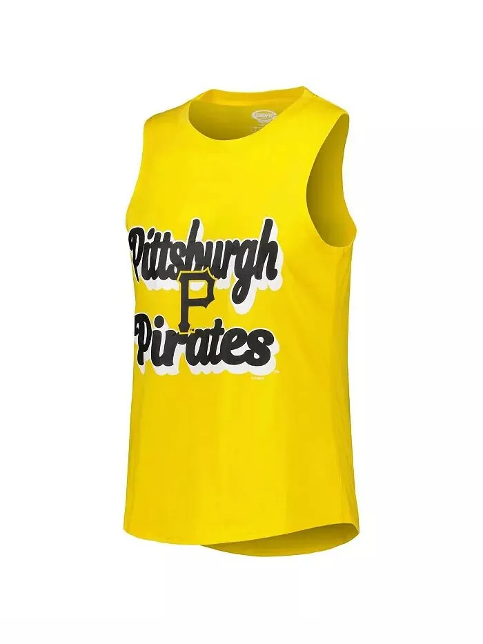 Женский комплект для сна из майки и брюк Meter Muscle с надписью Pittsburgh Pirates — изображение 2 из 4, золотистый