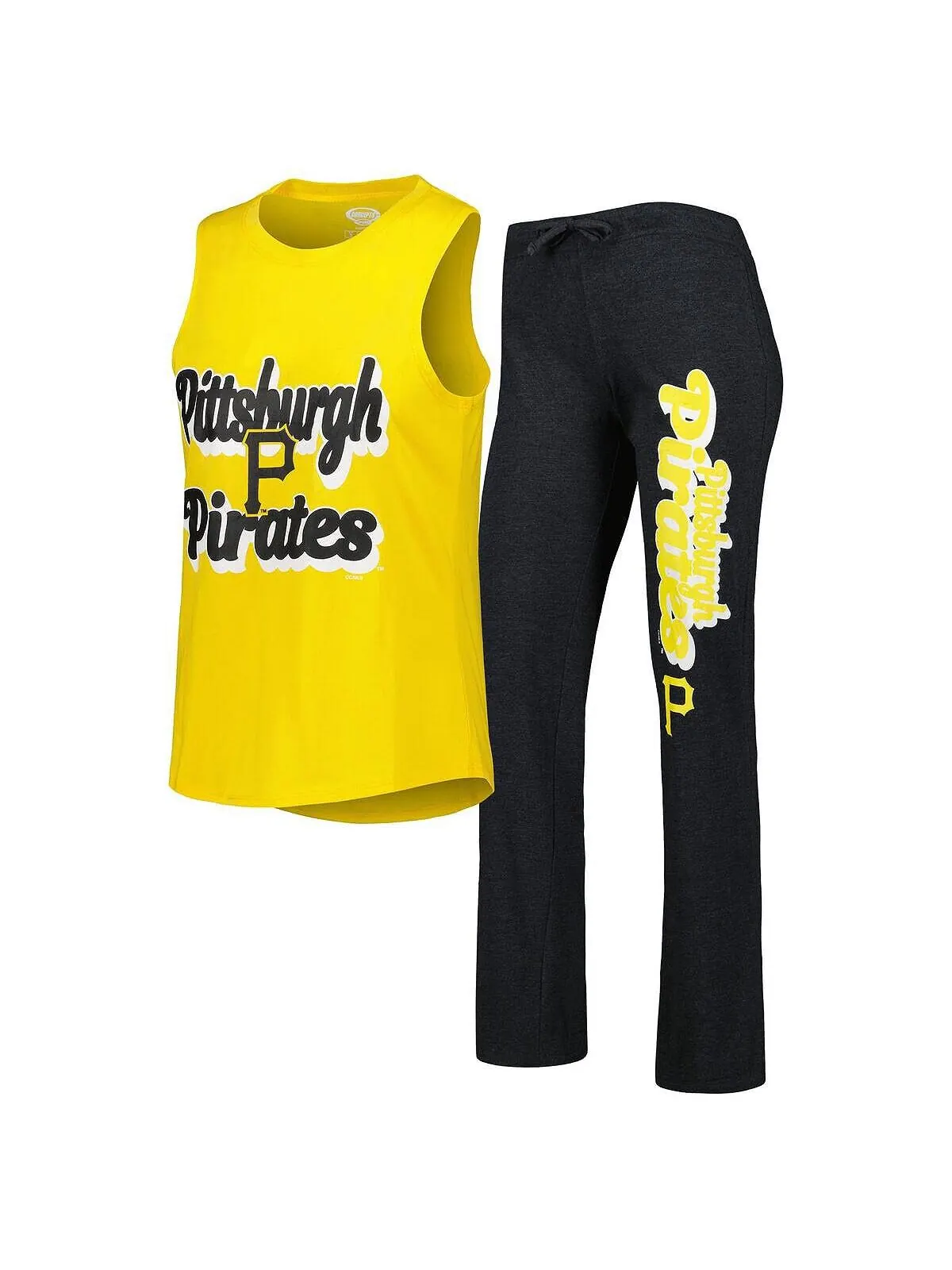 Женский комплект для сна с топом на бретельках и брюками Heather Black и Gold Pittsburgh Pirates — изображение 1 из 4