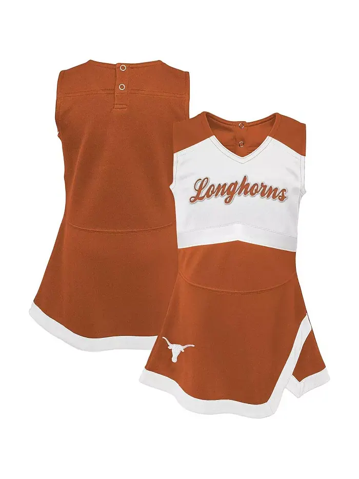 Платье-джемпер Cheer Captain Texas Longhorns для девочек — изображение 1 из 3, оранжево-белый