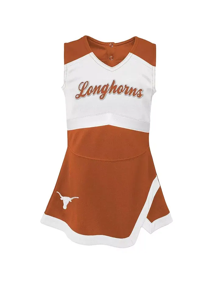 Платье-джемпер Cheer Captain Texas Longhorns для девочек — изображение 2 из 3, оранжево-белый