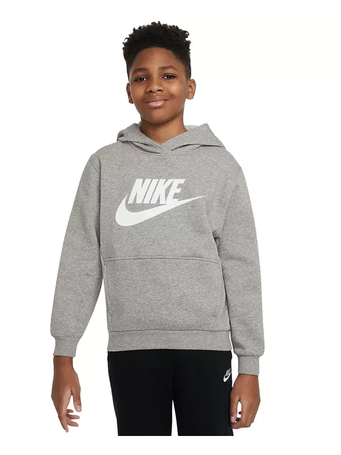 Толстовка с капюшоном Big Kids Sportswear Club из флиса Nike — изображение 1 из 6, темный серый