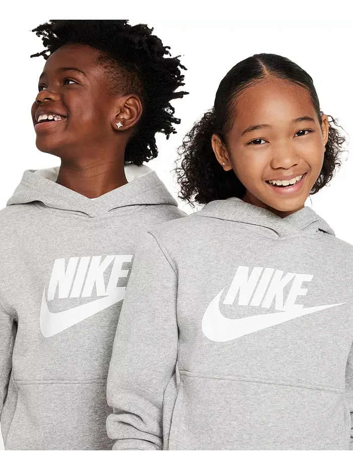 Толстовка с капюшоном Big Kids Sportswear Club из флиса Nike — изображение 3 из 6, темный серый