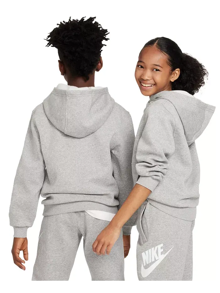 Толстовка с капюшоном Big Kids Sportswear Club из флиса Nike — изображение 5 из 6, темный серый