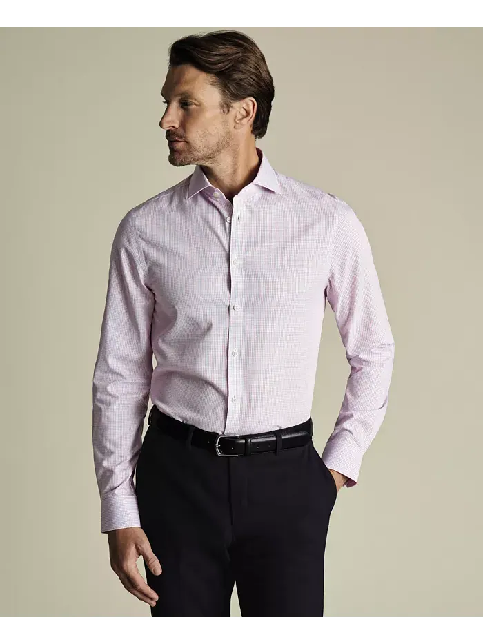Мужская клетчатая рубашка, не требующая глажки Charles Tyrwhitt — изображение 1 из 5, красный