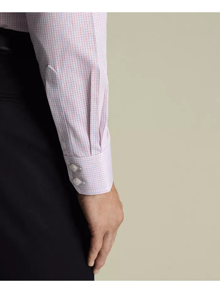 Мужская клетчатая рубашка, не требующая глажки Charles Tyrwhitt — изображение 3 из 5, красный