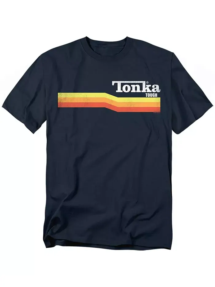 Большая и высокая футболка Tonka Tonka с логотипом Tough Stripe Hasbro+ — изображение 1 из 3, синий