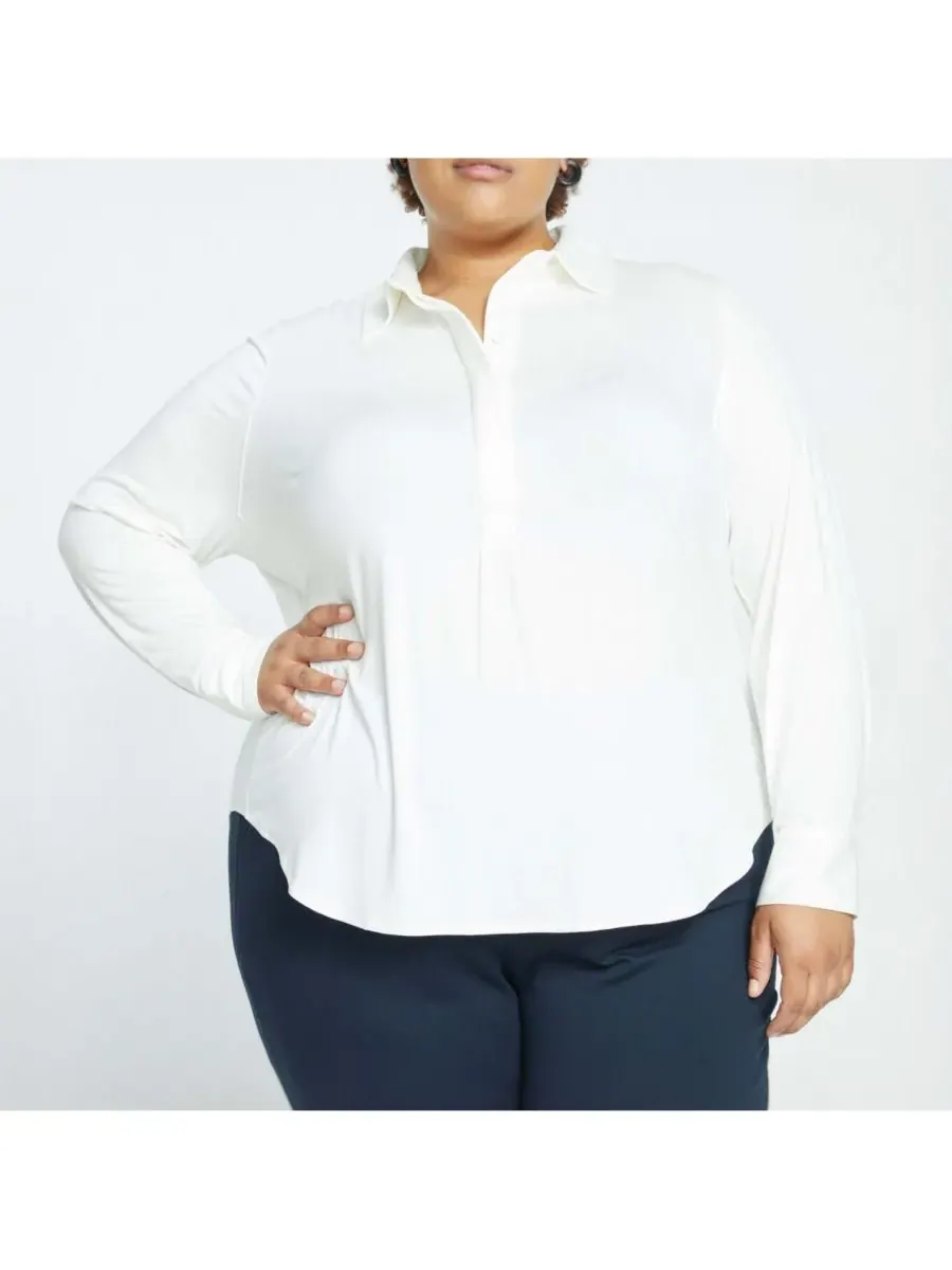 Рубашка Elbe Popover Liquid Jersey большого размера, классический крой Universal Standard — изображение 1 из 4, белый