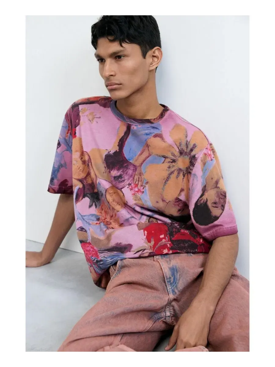 Мужская футболка с цветочным принтом Desigual — изображение 4 из 6, красный