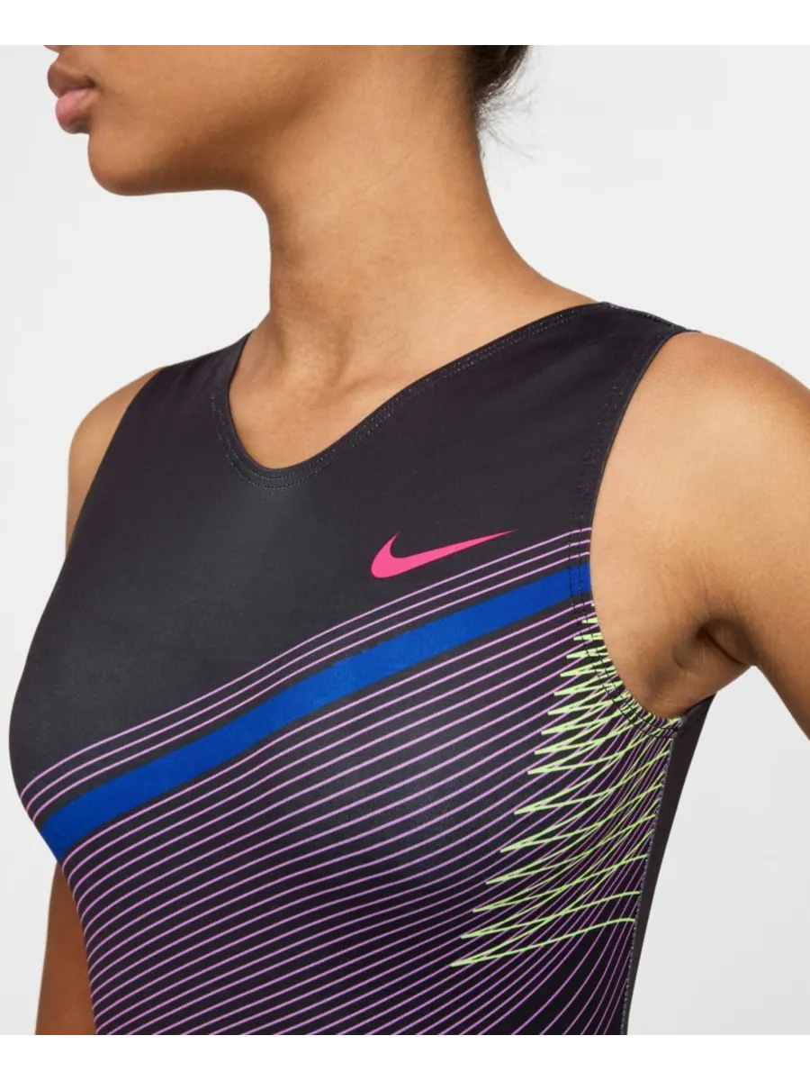 Гимнастический купальник Nike для девочек 7-16 лет с диагональной полосой Nike Gymnastics — изображение 4 из 6, черный
