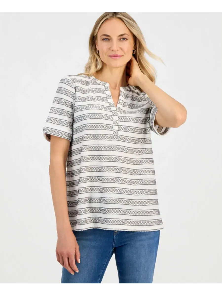 Топ с разрезом и коротким рукавом Style & Co, Shiitake