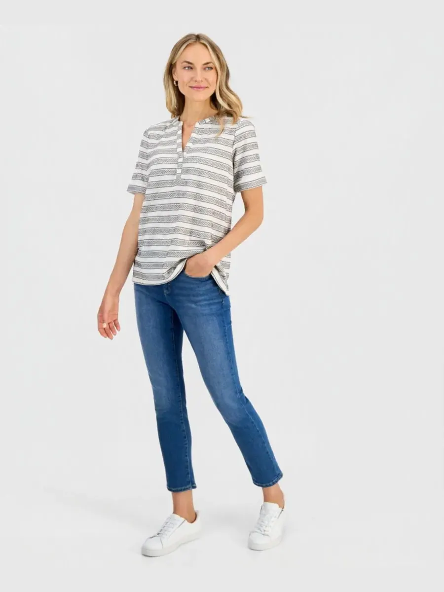 Топ с разрезом и коротким рукавом Style & Co, Shiitake — изображение 2 из 4