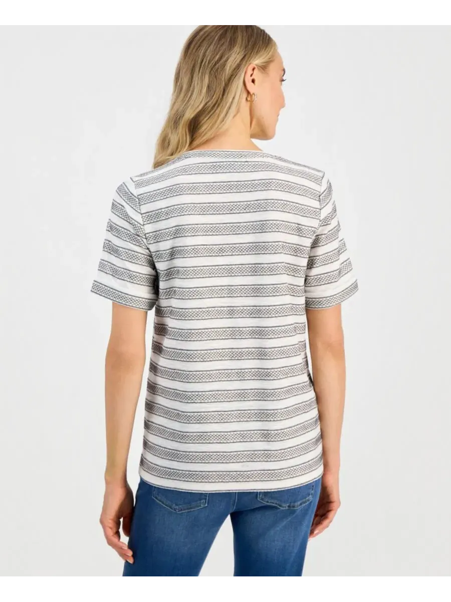 Топ с разрезом и коротким рукавом Style & Co, Shiitake — изображение 4 из 4