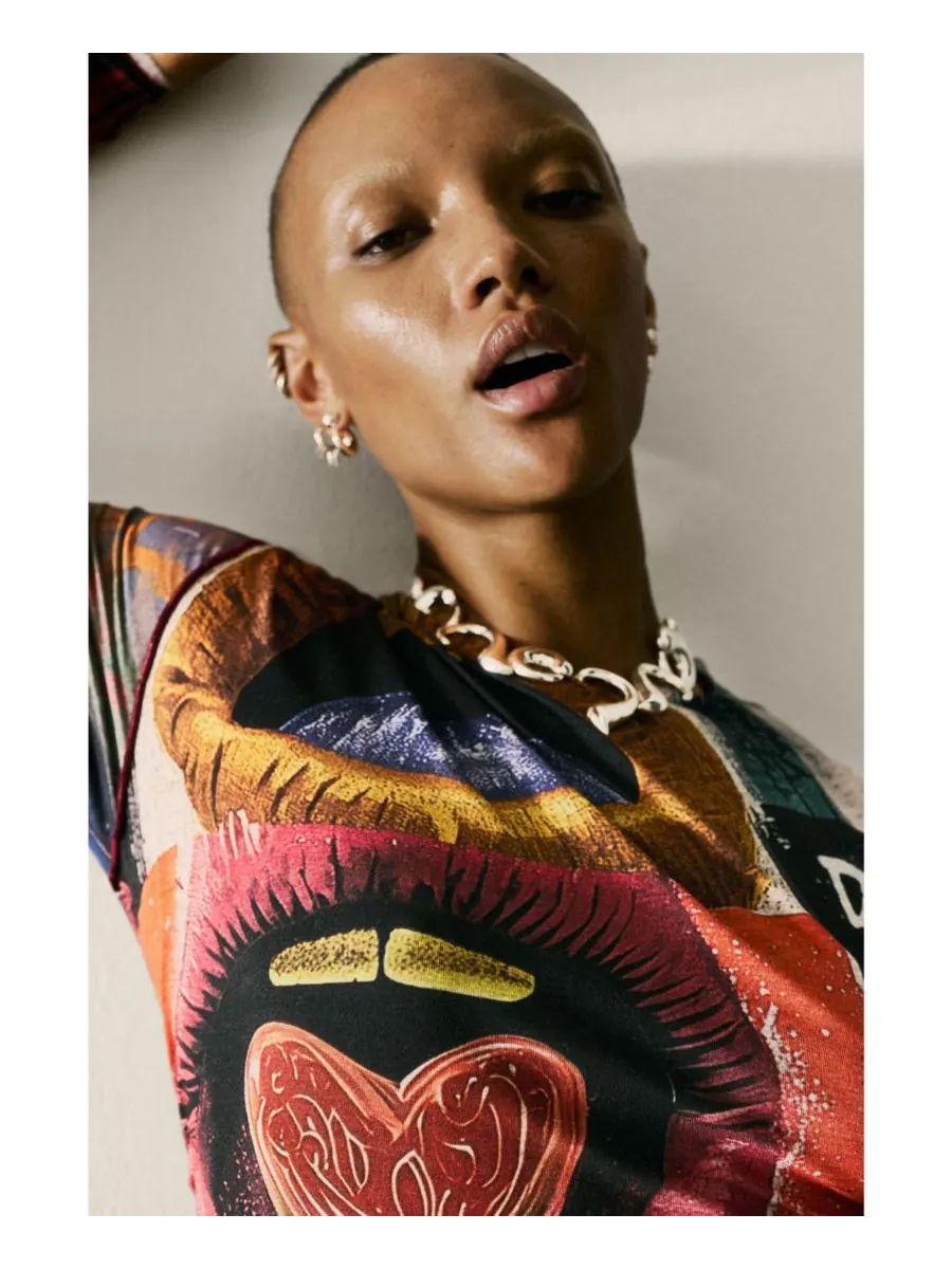 Женское платье с принтом в виде губ Desigual — изображение 3 из 6, черный