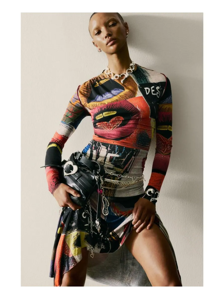 Женское платье с принтом в виде губ Desigual — изображение 5 из 6, черный