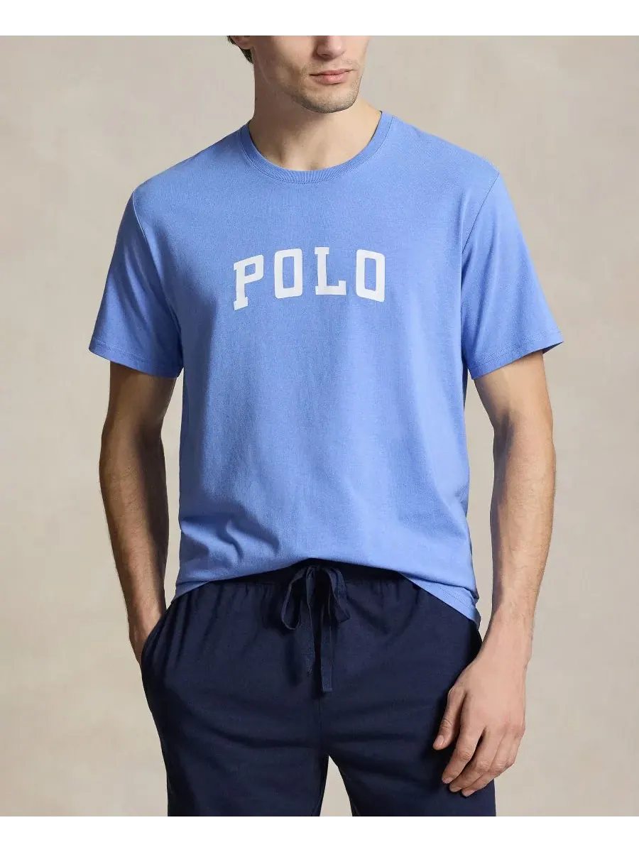 Мужская пижамная футболка с круглым вырезом Polo Ralph Lauren — изображение 1 из 4, синий/белый