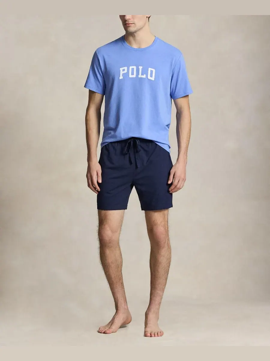 Мужская пижамная футболка с круглым вырезом Polo Ralph Lauren — изображение 2 из 4, синий/белый