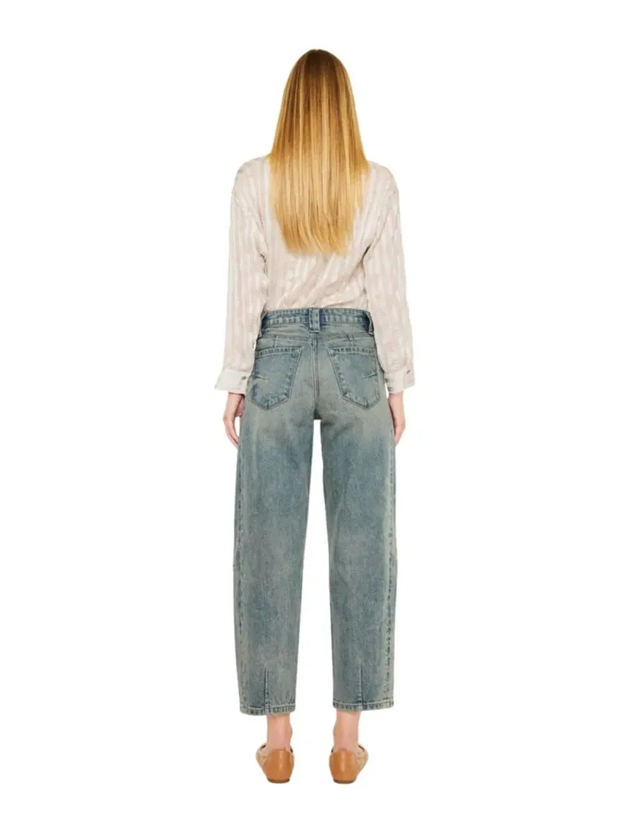 Женские джинсы Cecilia High Rise Slim Barrel Jeans Kancan — изображение 3 из 8, синий