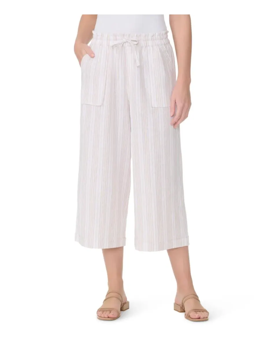 Женские льняные укороченные брюки с широкими штанинами Gloria Vanderbilt, Stonewood Stripe — изображение 1 из 3