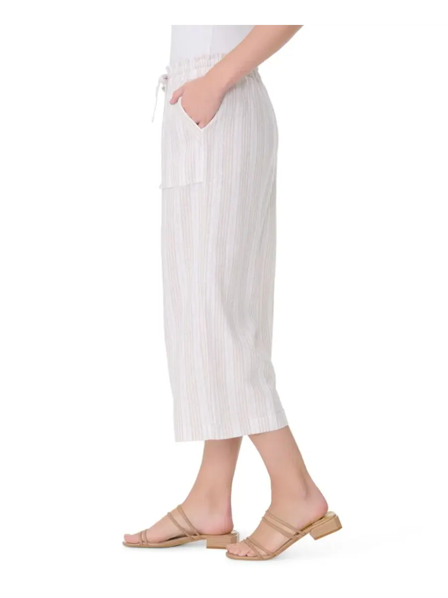 Женские льняные укороченные брюки с широкими штанинами Gloria Vanderbilt, Stonewood Stripe — изображение 2 из 3