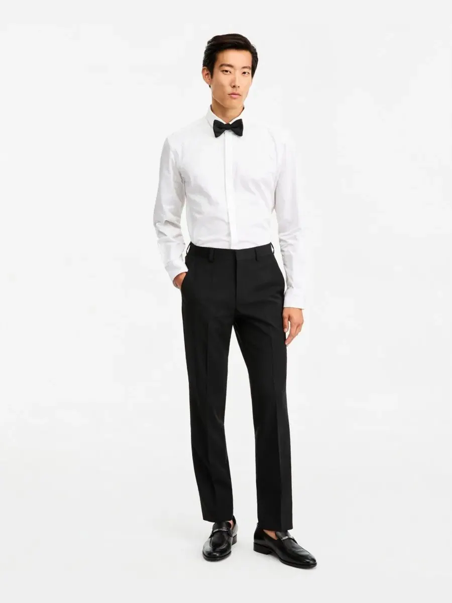 Брюки классические с атласным кантом, модель Modern-Fit Super Flex Hugo Boss