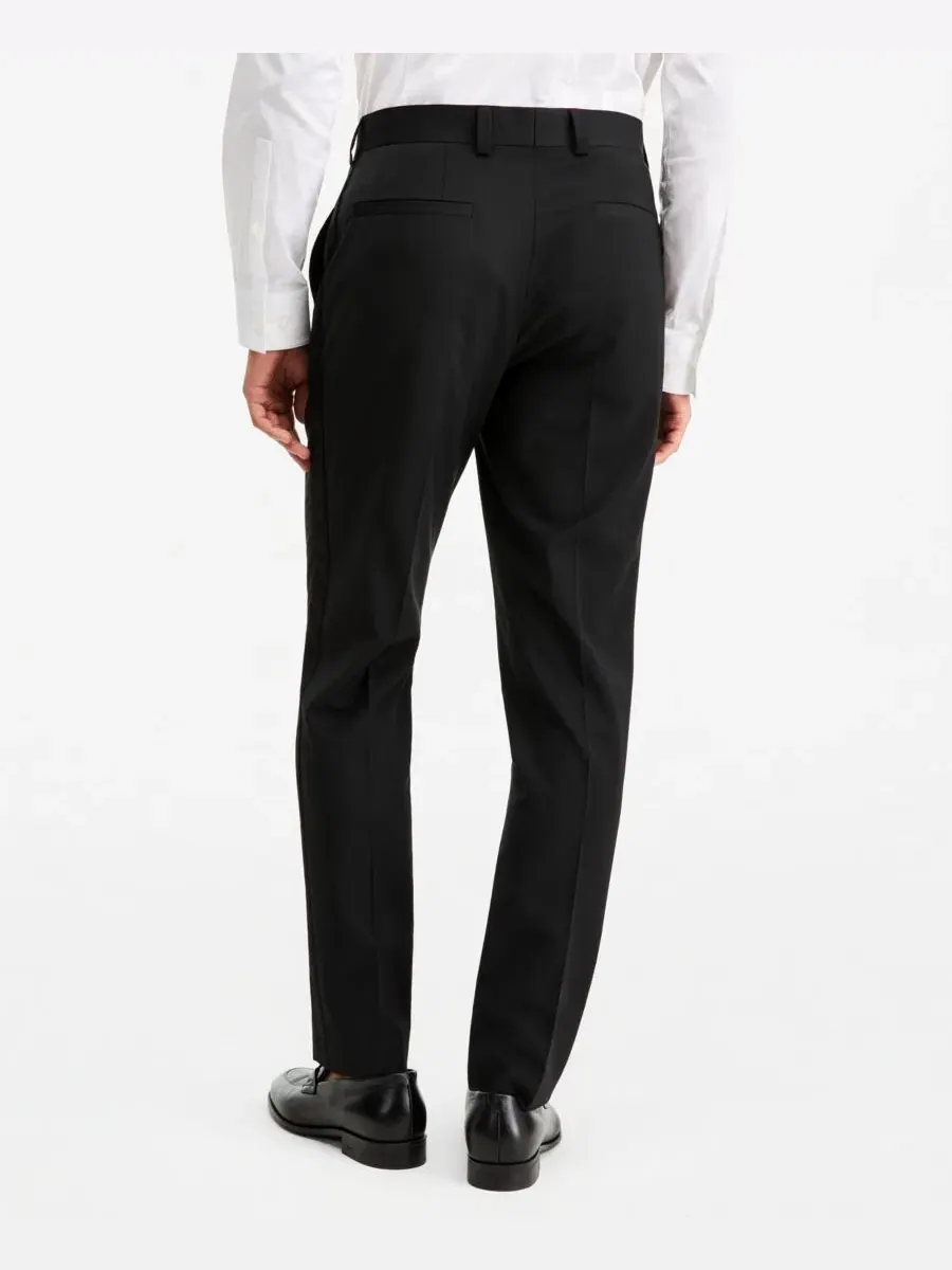 Брюки классические с атласным кантом, модель Modern-Fit Super Flex Hugo Boss — изображение 4 из 6, черный